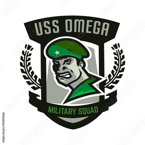 Emblem, logo, military man.