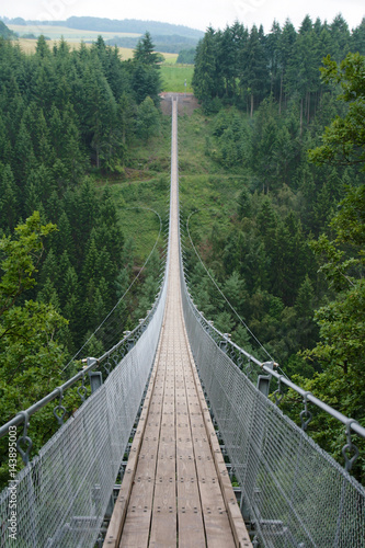 Fototapeta Naklejka Na Ścianę i Meble -  Geierlay suspension bridge from south to north