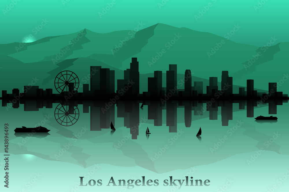 Los Angeles city skyline vector silhouette.