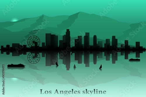 Los Angeles city skyline vector silhouette.