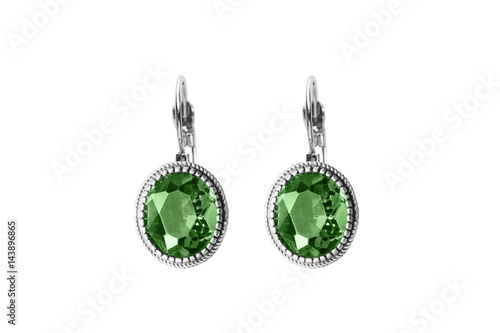 Emerald earrings isolated