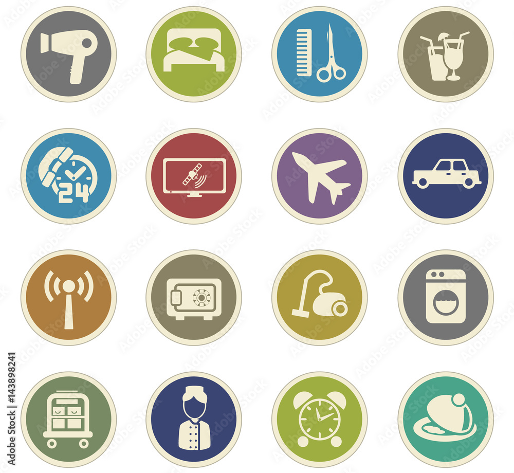 hotel room service icon set