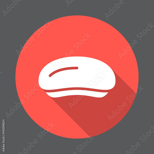 Kidney dish flat icon. Round colorful button, circular vector sign with long shadow effect. Flat style design