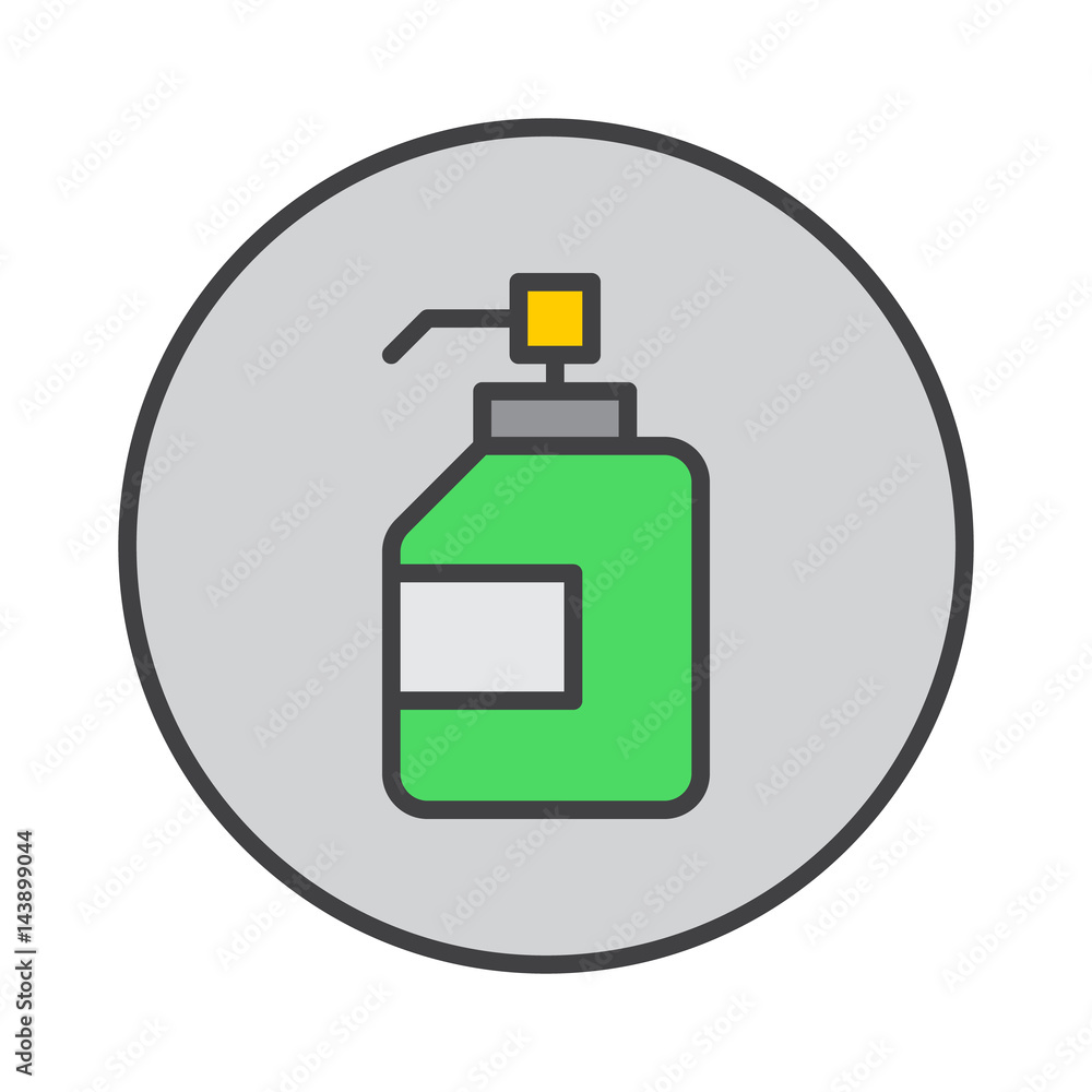 Antibacterial hand sanitizer, disinfection gel filled outline icon, round colorful vector sign, circular flat pictogram. Symbol, logo illustration Antibacterial hand sanitizer, disinfection gel filled outline icon, round colorful vector sign, circular flat pictogram. Symbol, logo illustration