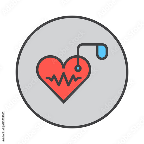 Artificial cardiac pacemaker filled outline icon, round colorful vector sign, circular flat pictogram. Symbol, logo illustration