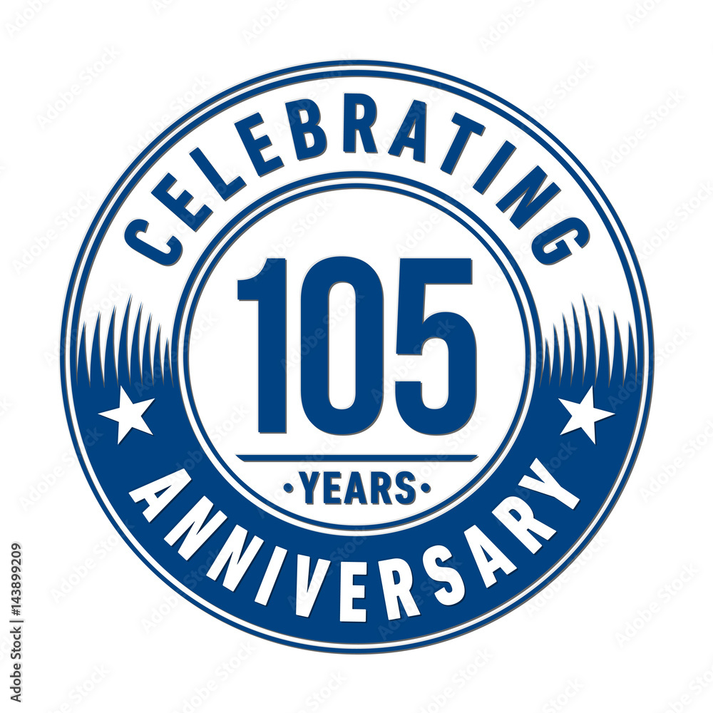 105 years anniversary logo template. Vector and illustration.