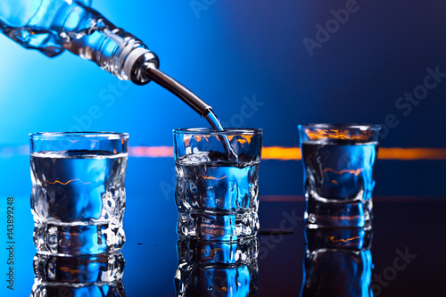 vodka in bar on a black  background