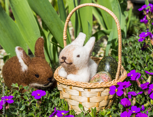Basket With Bunnies at Easter