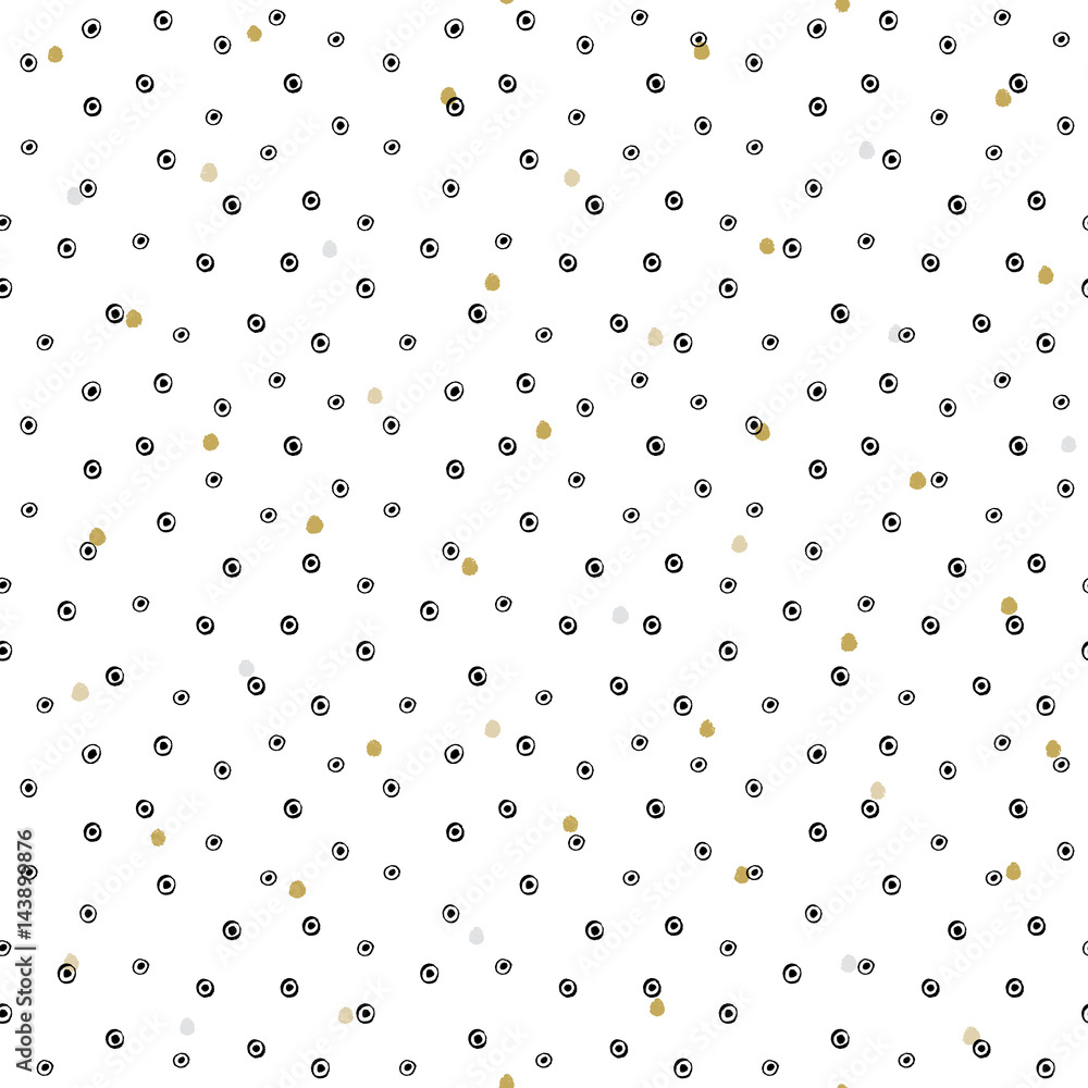 Minimalistic seamless pattern with drawn dots and circles. Vector seamless texture. Minimalistic seamless pattern with drawn dots and circles. Vector seamless texture.