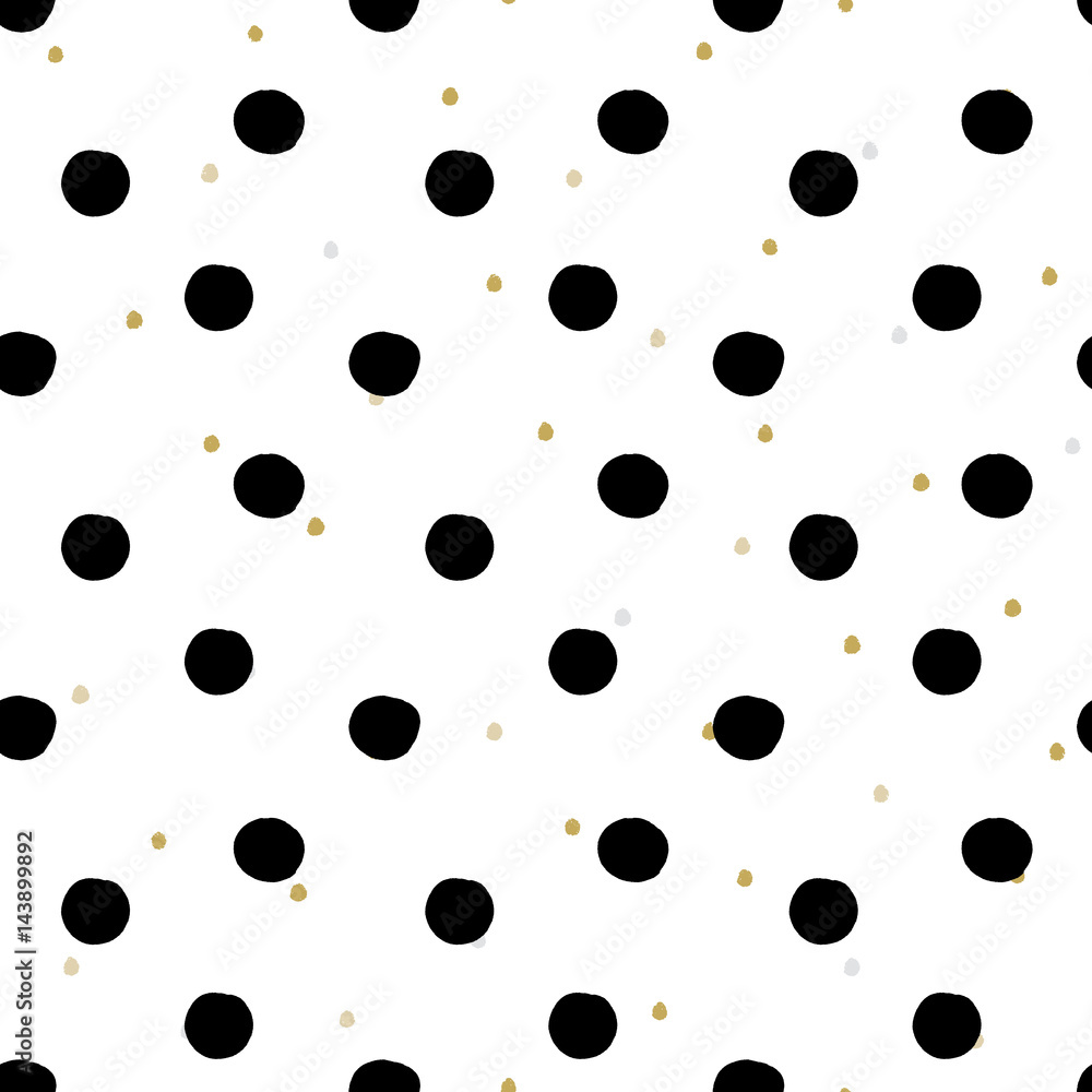 Minimalistic seamless pattern with drawn dots and circles. Vector seamless texture.