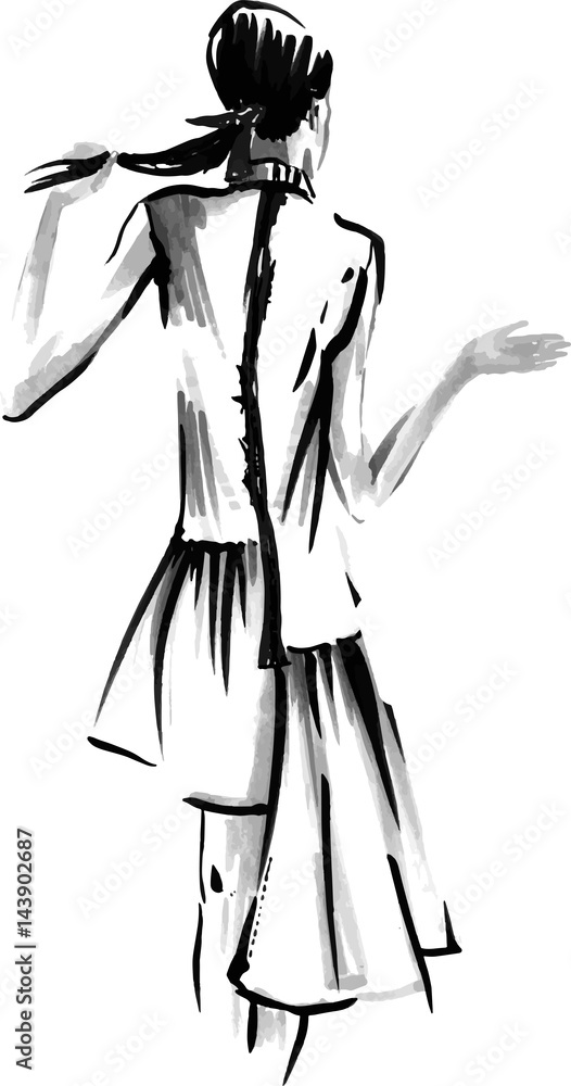 Vector Fashion girl in sketch-style. illustration. Vector Fashion girl in sketch-style. illustration.