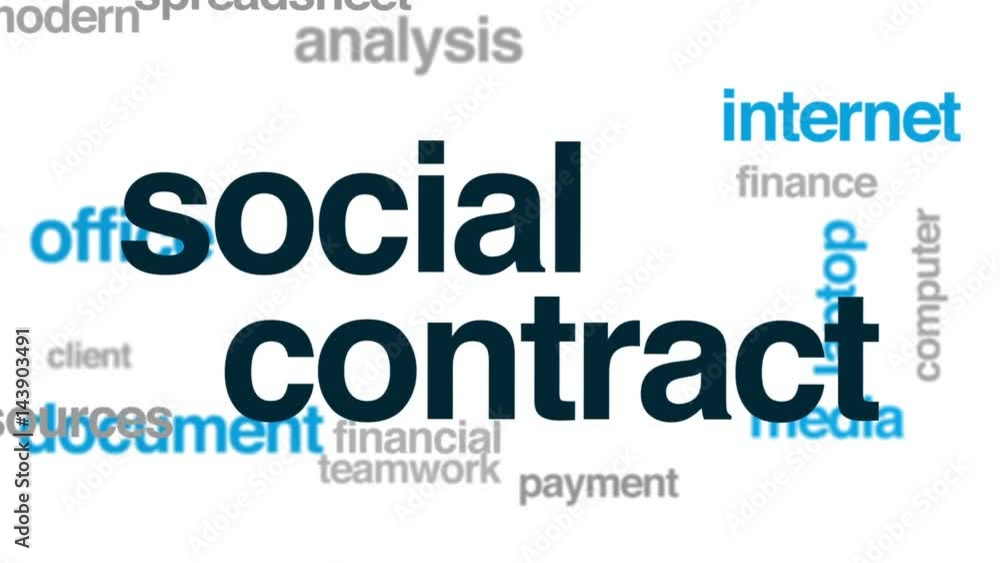 Social contract animated word cloud, text design animation. Social contract animated word cloud, text design animation.