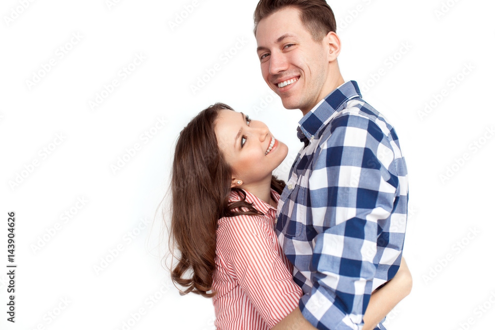 Cheerful man and woman embracing Cheerful man and woman embracing