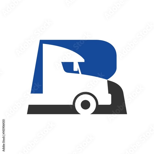 letter r logo vector. truck logo vector.