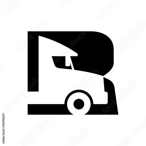 letter r logo vector. truck logo vector.