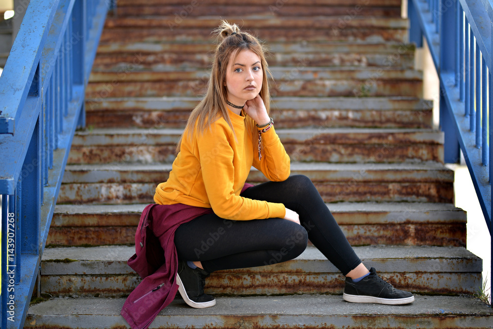 Beautiful modern girl. Urban style Beautiful modern girl. Urban style