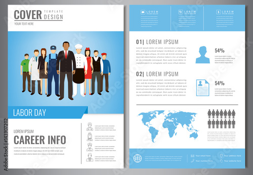 International Labor Day Brochure Design Template. People of different occupations. Flyer with profession icons. Vector