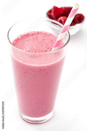 Raspberry smoothie isolated on white background
