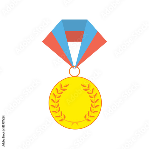 Gold medallion isolated on a white background. Gold awards for first place. Gold medal flat icon isolated on white. Vector illustration for package, web, patterns