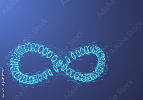 Illustration of Vector Infinity Symbol Future Technology Wireframe Mesh Background