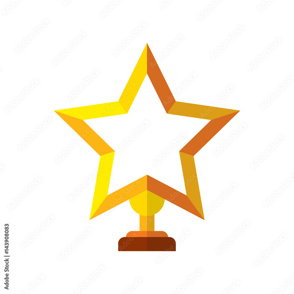 trophy star in yellow success winner award. vector illustration isolated on white in flat style for package, postcards, web, patterns. trophy star in yellow success winner award. vector illustration isolated on white in flat style for package, postcards, web, patterns.