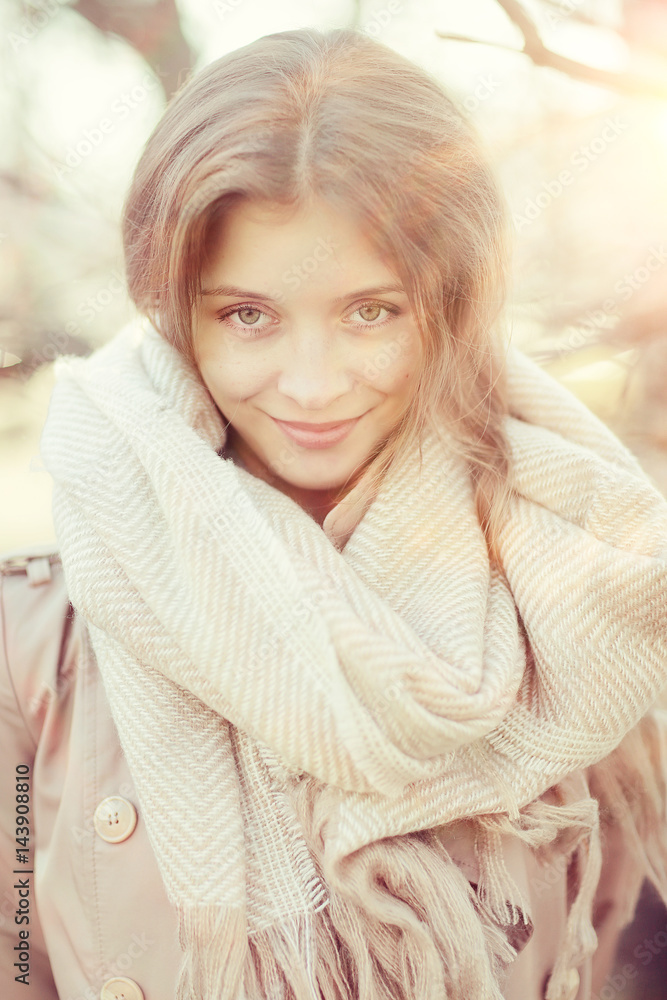 spring photo beautiful girl in a coat in the city spring photo beautiful girl in a coat in the city