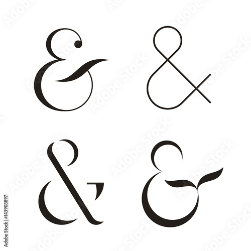 Set of Ampersands, vector illustration. Isolated on white background