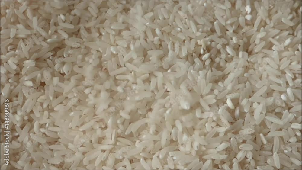 White rice background. Lot of grains on screen and new ones falling down. Food or cooking theme, natural products. White rice background. Lot of grains on screen and new ones falling down. Food or cooking theme, natural products.