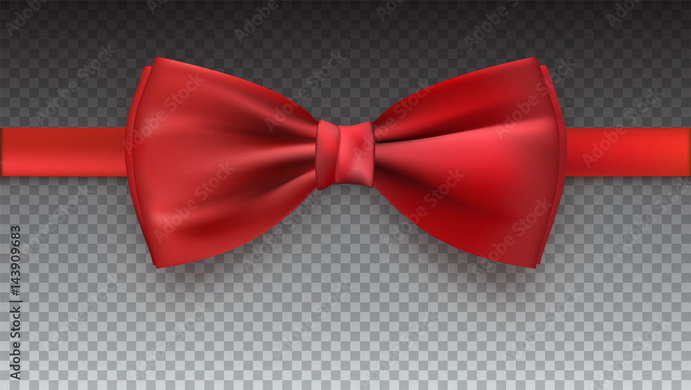 Realistic red bow tie, vector illustration, isolated on transparent ...