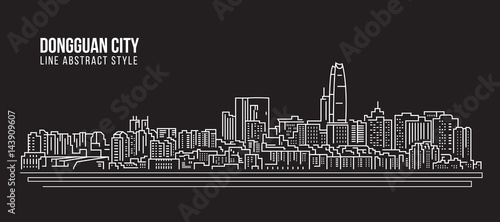 Cityscape Building Line art Vector Illustration design - Dongguan city