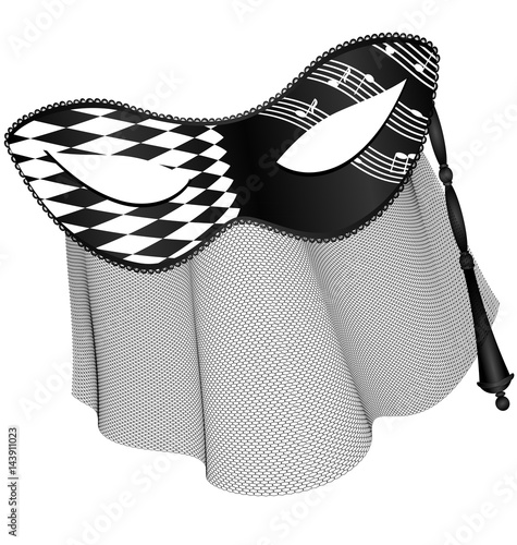 abstract black white mask and veil