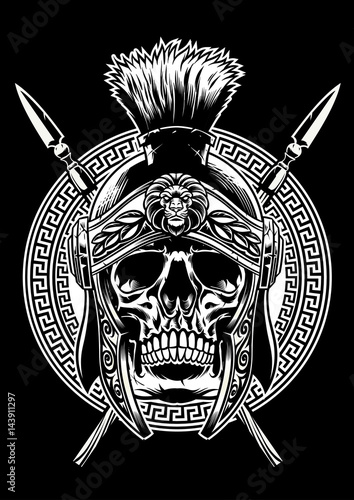 skull of roman warrior with sword crossed