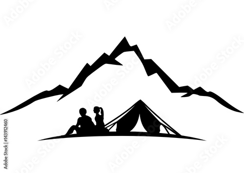 Silhouette Zelten Berge