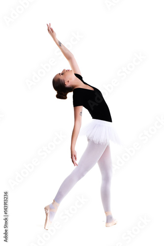 young beautiful ballet dancer isolated over white background