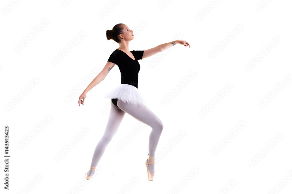 young beautiful ballet dancer isolated over white background