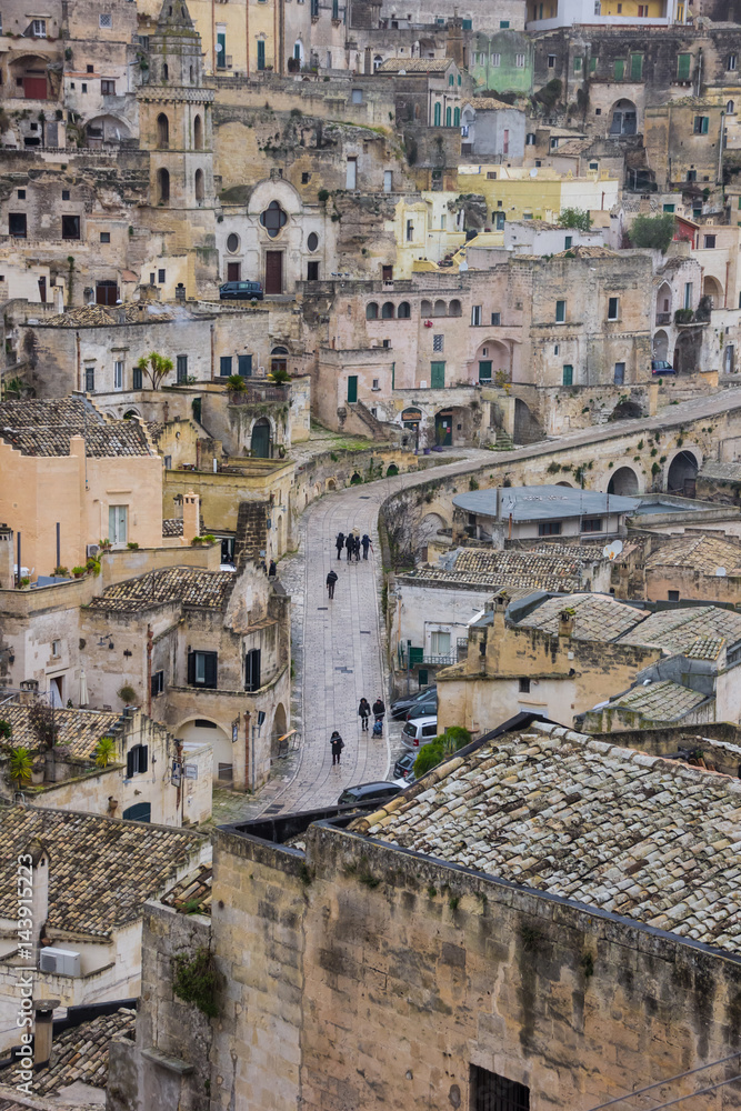 Central street in the old part of Matera