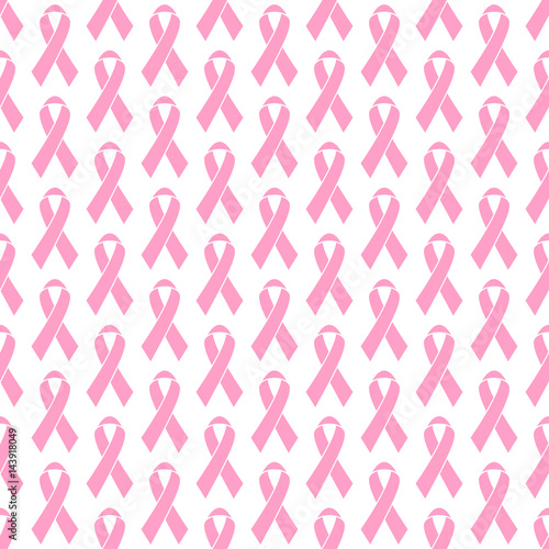 Retro Seamless Pattern Breast Cancer Ribbons Graphic Rose
