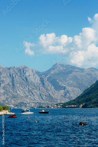 Sailboat in the ancient town of Perast in Bay of Kotor, Montenegro © Nadtochiy