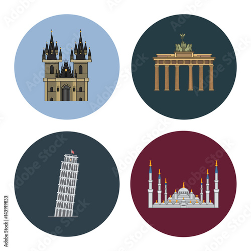 848447 four flat landmark icons
