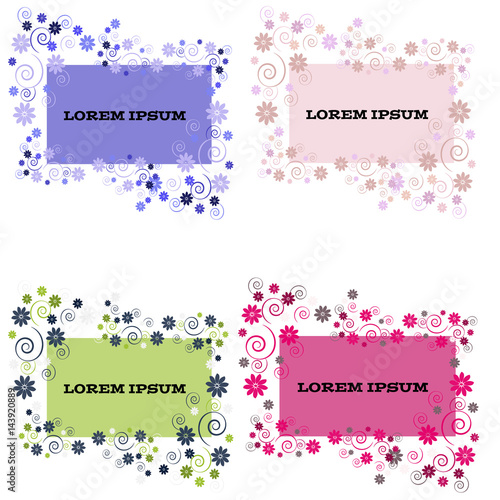 Color flowers with label on white background.
