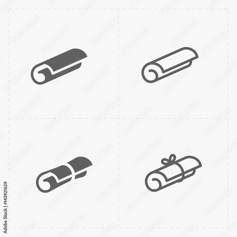 Scrolls icons with ribbon on white Scrolls icons with ribbon on white
