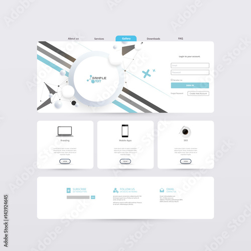 Website template for your business in editable vector illustration. photo