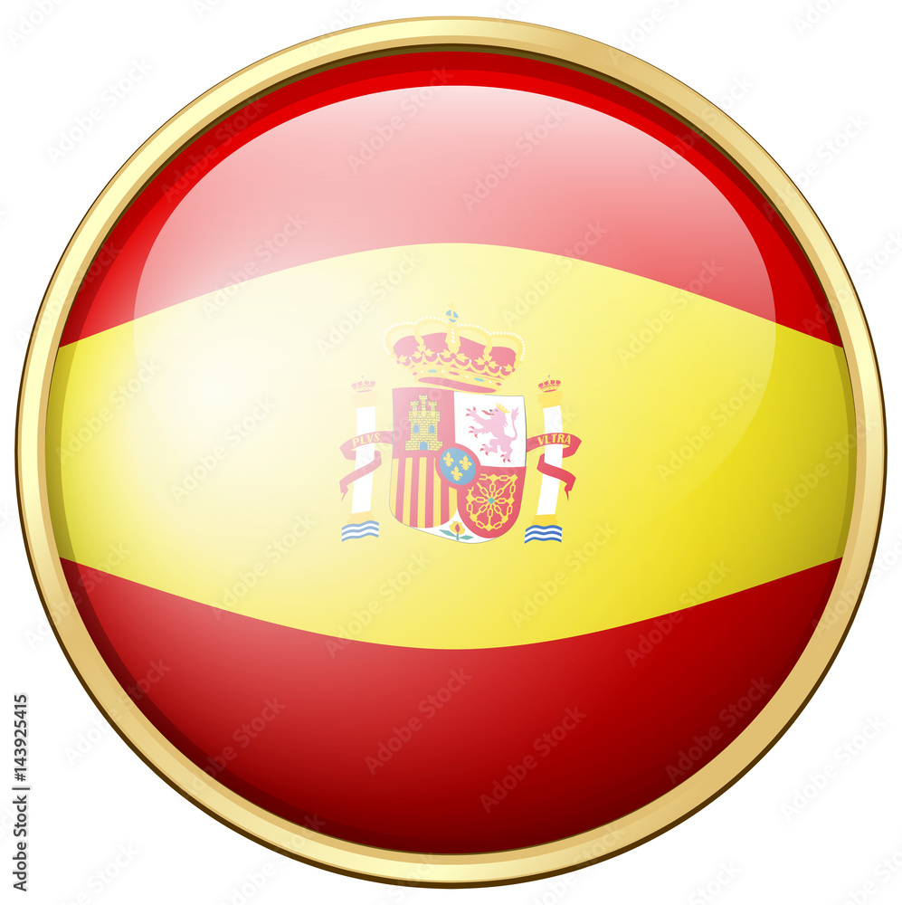 Fototapeta premium Spain flag on round badge