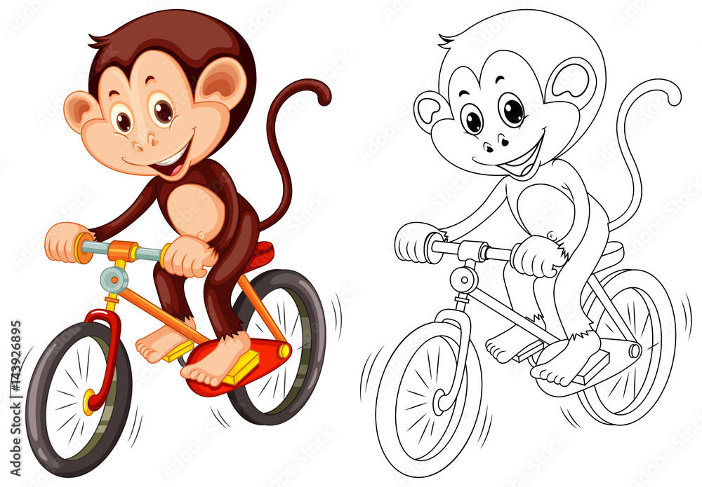 Animal outline for monkey on bike Animal outline for monkey on bike