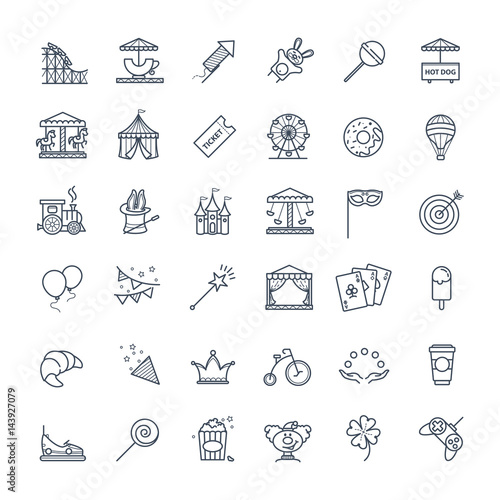 Outline set - theme amusement park icons