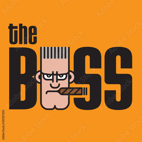 The Boss Vector Design
Vector logo emblem with cartoon boss character.