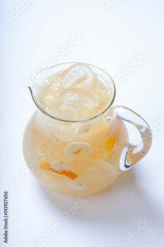 Summer lemonade with spices, ice and bananas