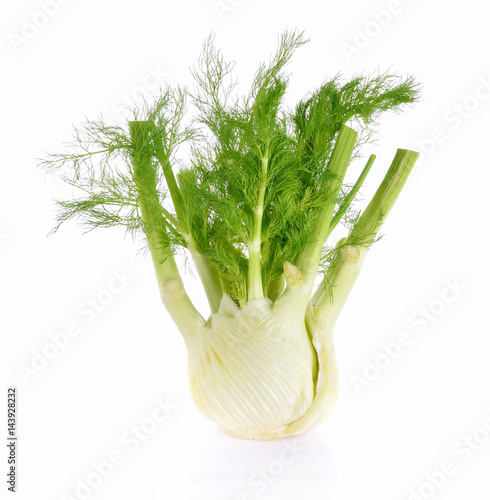 Fennel green root on white background