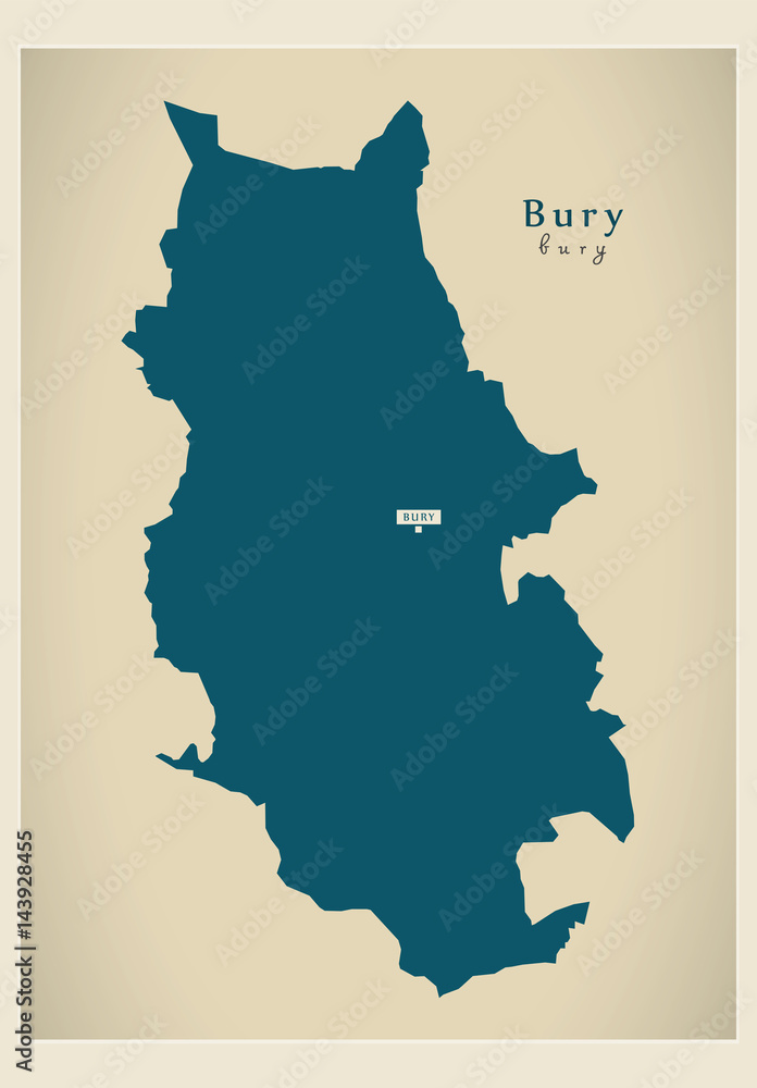 Modern Map - Bury borough Greater Manchester UK England