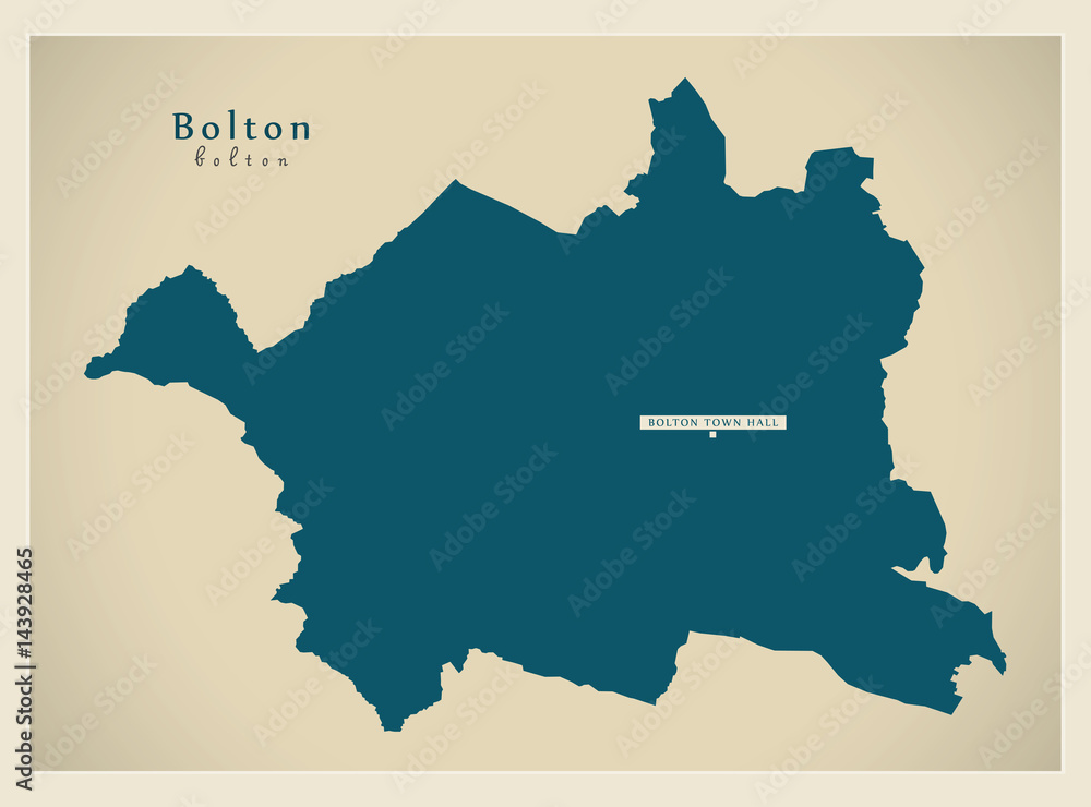 Modern Map - Bolton borough Greater Manchester UK England